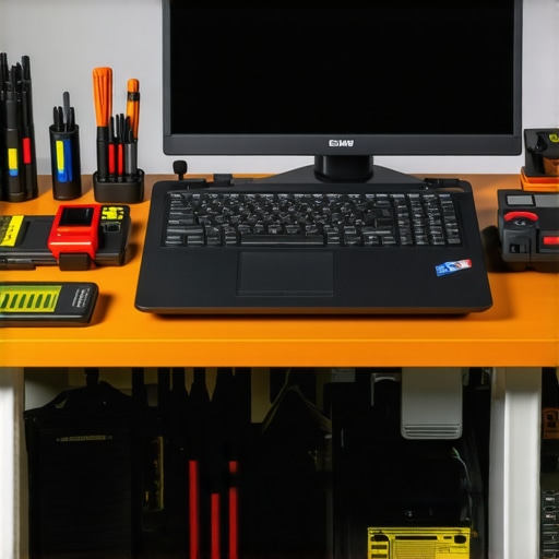 Laptop Maintenance Tools A technician using specialized tools and thermal sensors to maintain a laptop.