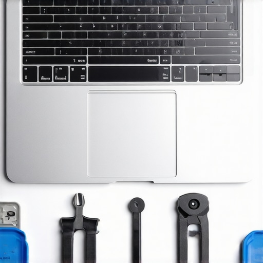 Laptop disassembly for repair Tools and opened laptop showing internal components for repair