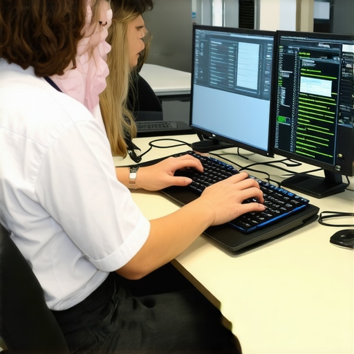 Support technicians working together in an office to troubleshoot client issues.