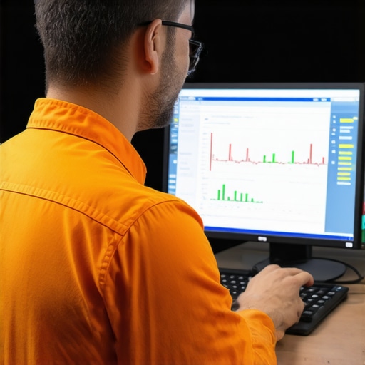 Technician reviewing multiple performance dashboards on a large screen for hardware health checks