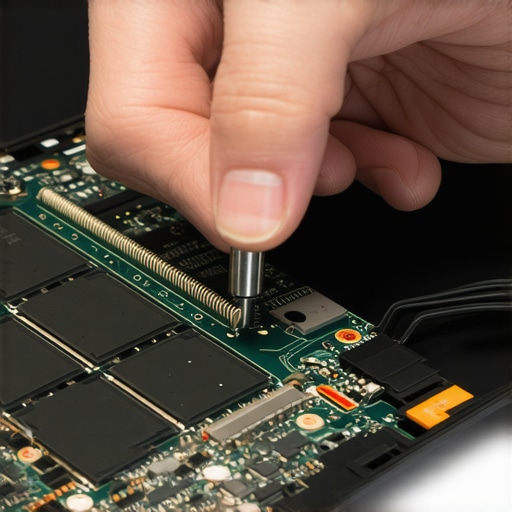 Reseating Laptop Display Cables Technician carefully reseating internal display connectors on a laptop