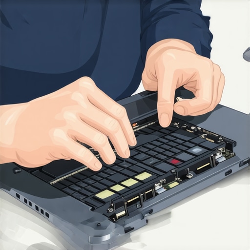 Person reseating RAM modules in a laptop to diagnose boot issues