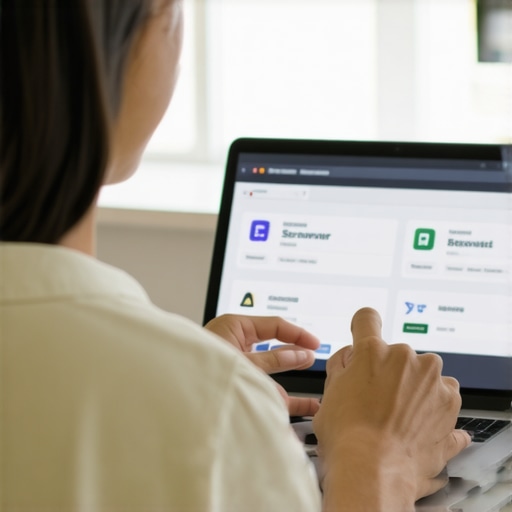 Person examining browser extensions on laptop for malicious activity