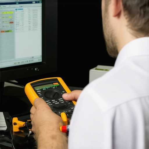 A technician performing hardware diagnostics on a desktop PC with essential tools