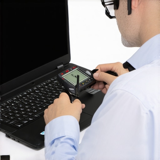 Technician testing a laptop motherboard to identify power-related screen failures.
