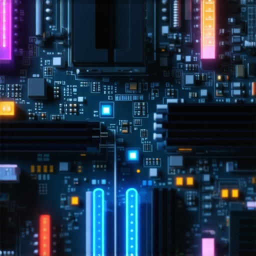 Close-up of motherboard with digital health overlay