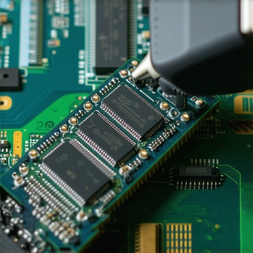 Close up of an NVMe SSD being recovered using professional hardware tools