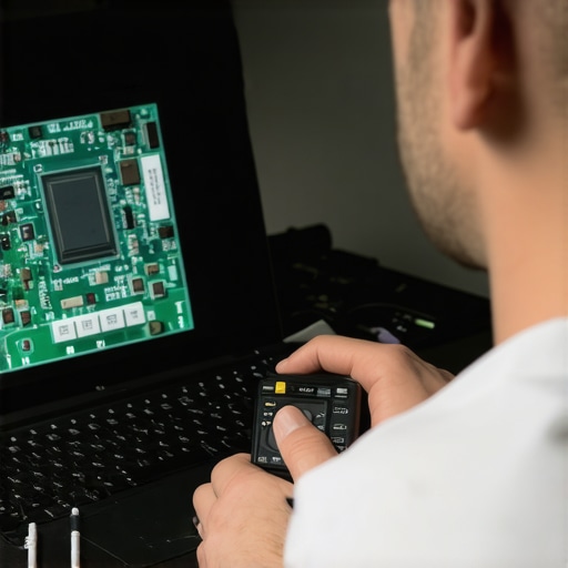 Technician performing advanced motherboard and data recovery diagnostics