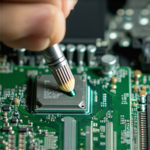 Professional technician applying high-quality thermal paste to an office PC processor to prevent overheating.
