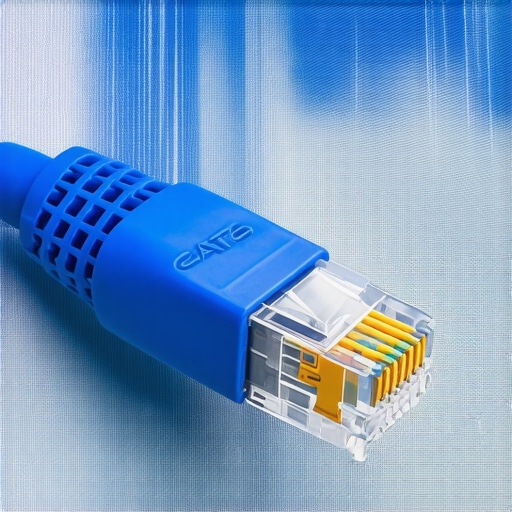 Close-up of a Cat6 Ethernet cable jacket showing printed category specifications.