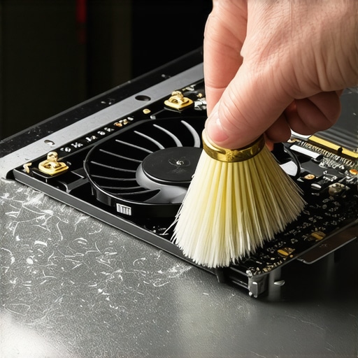 Technician cleaning dust from a laptop cooling system to prevent overheating