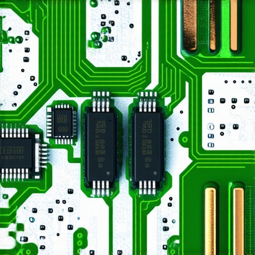 Microscopic view of green corrosion on a laptop logic board circuit