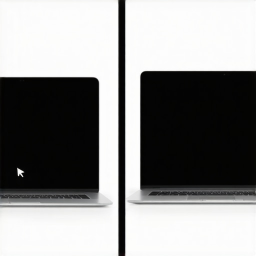 A visual example of laptop screen ghosting compared to a fixed, sharp image.
