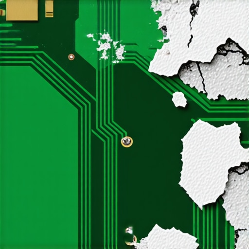 Close up of hardware corrosion on a motherboard