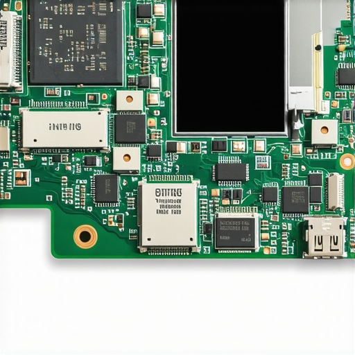 Detailed view of green corrosion on laptop circuit board components after liquid damage.