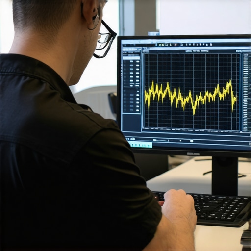 A monitor displaying network latency and DNS benchmark results for troubleshooting.