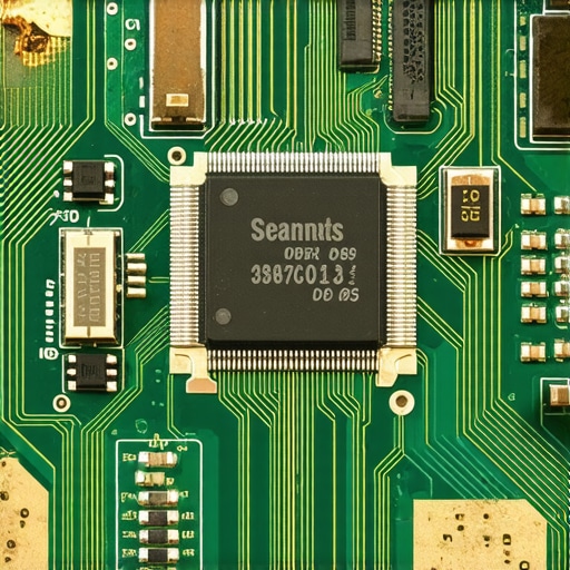 A close-up of a failed SSD circuit board showing electrical damage.