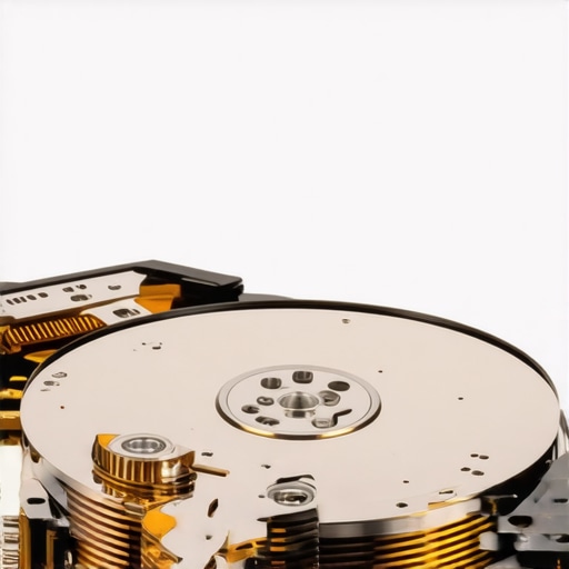 Close-up of a failing mechanical hard drive showing physical damage to the platters