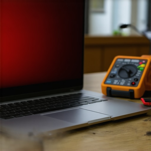 A laptop screen showing a red tint along the edges during a hardware diagnostic test