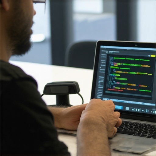 A technician troubleshooting a laptop screen with static display problems and checking internal hardware health