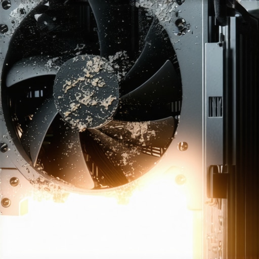 Close up view of dust buildup on computer PSU fan and internal components