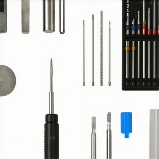 Close-up of iFixit-style repair tools on an anti-static mat with a laptop motherboard.