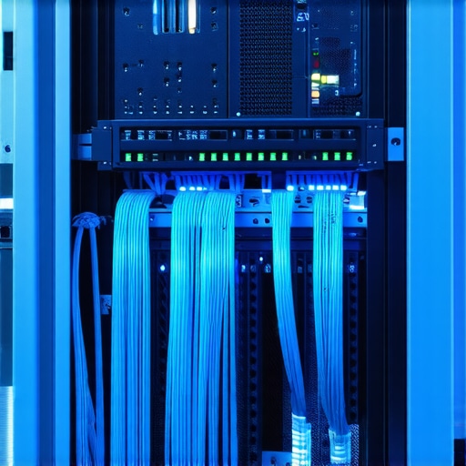 Professional hardware firewall appliance installed in a server rack