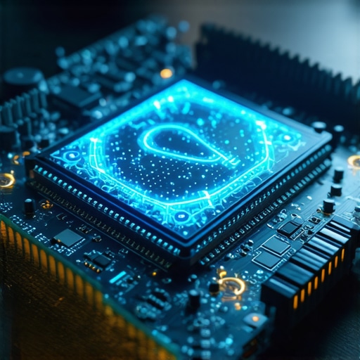 A holographic shield over a laptop motherboard illustrating hardware-first security and Zero Trust architecture.