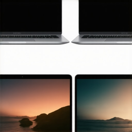 A visual comparison of response time ghosting on a laptop screen.