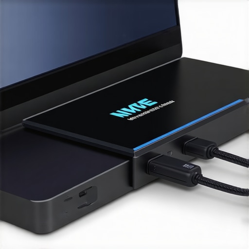 External NVMe SSD in aluminum enclosure connected to a laptop