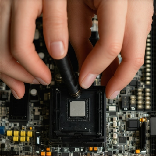 Technician connecting power supply cables to a computer motherboard.