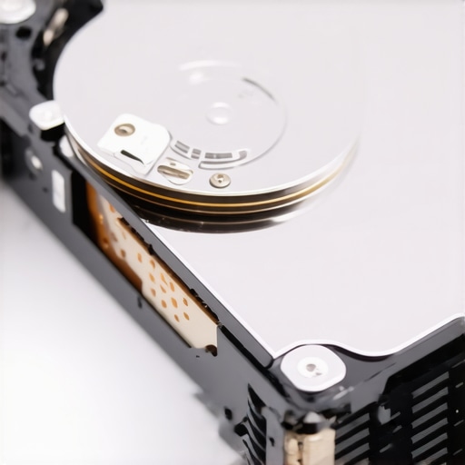 Close-up of hard drive platters and read-write head showing the mechanical complexity of storage hardware.