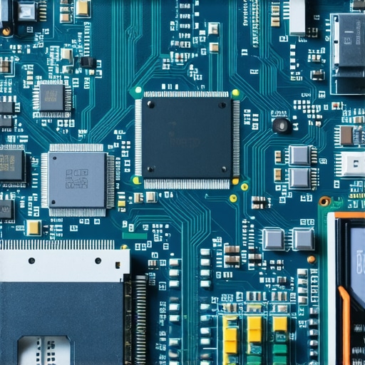 Close up of a laptop motherboard charging controller chip and power circuits