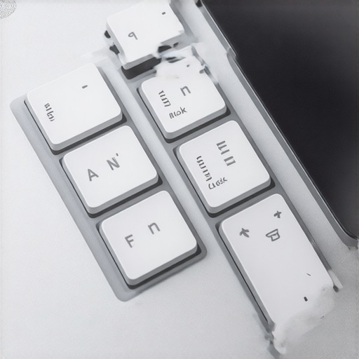 Close-up of a laptop keyboard showing integrated number pad on letter keys.