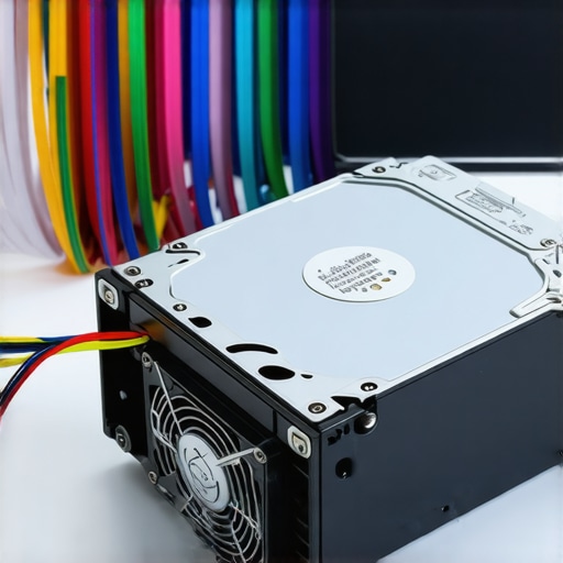 A vintage hard drive being cooled by a fan to prevent thermal failure during a data recovery session.