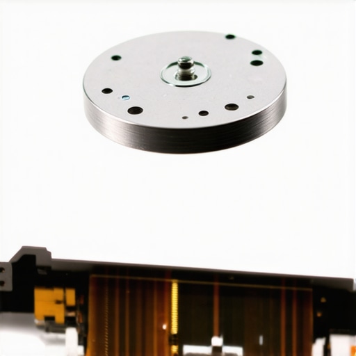 Close-up of a damaged hard drive platter with head crash scratches