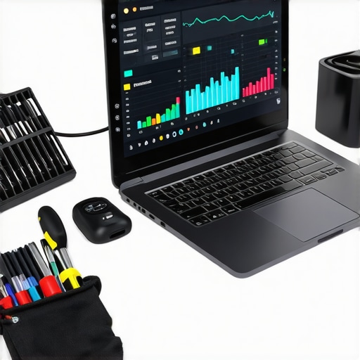 Technician monitoring office hardware health and using maintenance tools