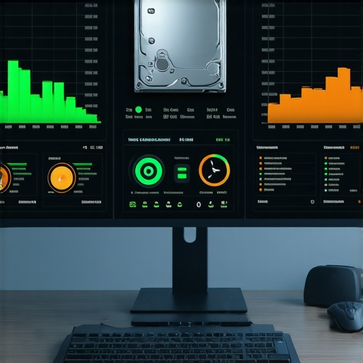 A professional IT diagnostic dashboard showing computer hardware health and SSD performance data.