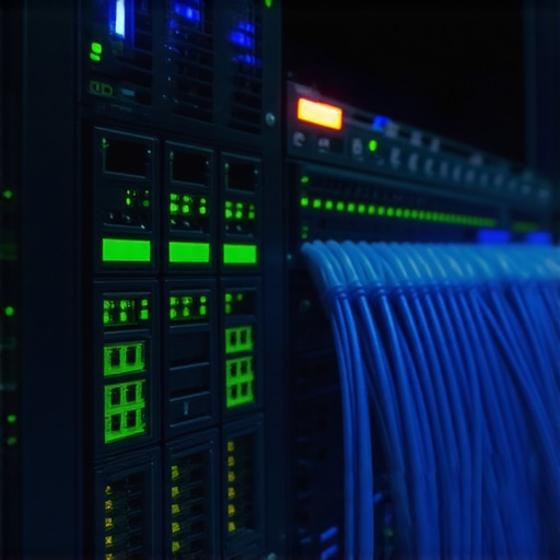 Managed network switch in a server rack showing secure network segmentation