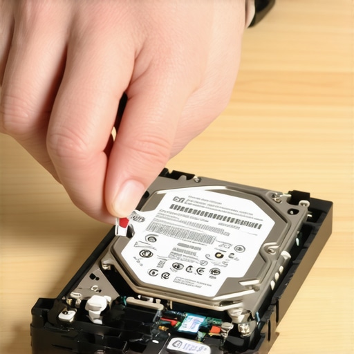 Opening an external hard drive enclosure A close-up of a DIY data recovery step where an external hard drive is being shucked from its plastic case.
