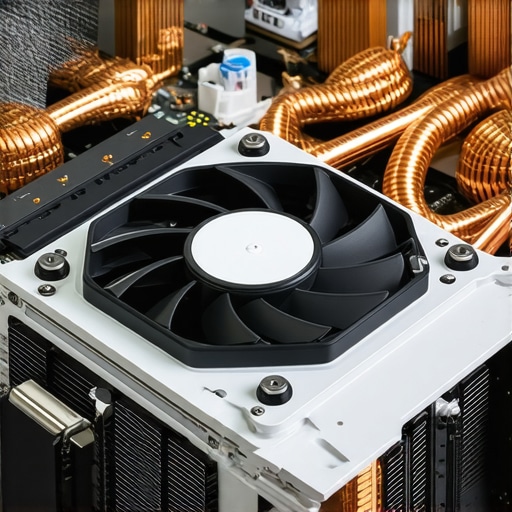 Close up of a clean laptop fan and thermal cooling system to prevent CPU throttling.