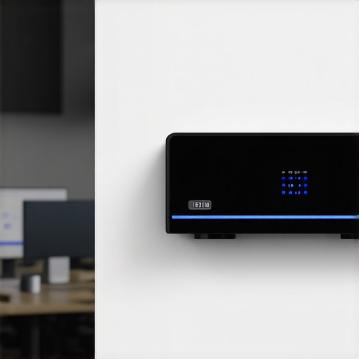 High-performance office router mounted on a wall to improve signal distribution