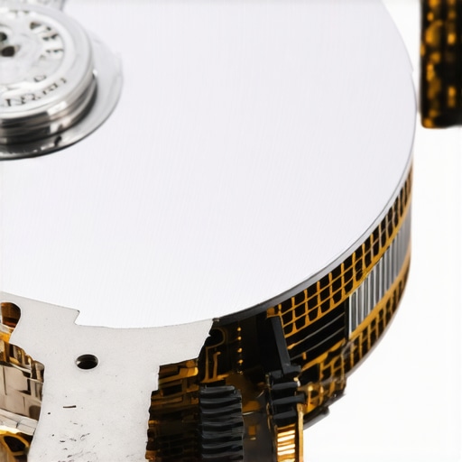 Close-up of a damaged hard drive platter showing physical scratches from a head crash.