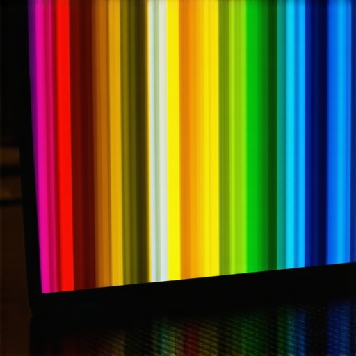 A laptop running a color-flashing tool to fix screen ghosting.