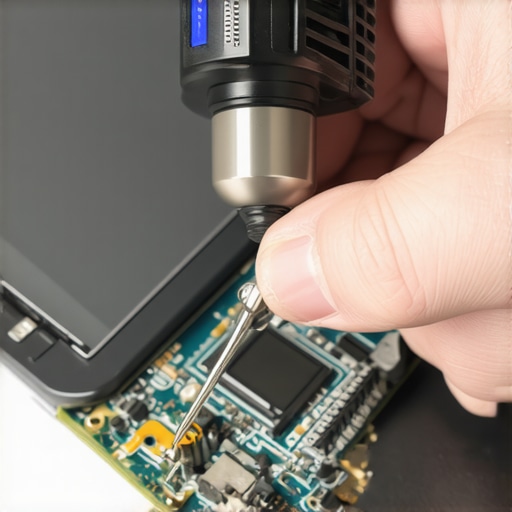 Professional computer repair tools for testing and soldering a laptop charging port