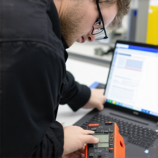 Technician performing hardware health audit on a business laptop
