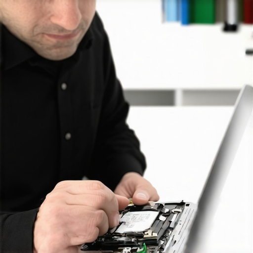 A technician performing an SSD swap on a business laptop to improve performance and lifespan.
