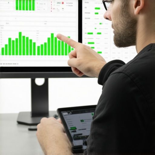 Technician checking hardware health via diagnostic software dashboard