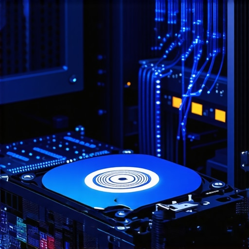 Professional Bit-Level Data Cloning Process Close up of a professional data recovery setup showing a hard drive being imaged to a secure server.