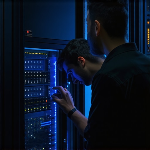 Business hardware firewall being installed in an office server rack